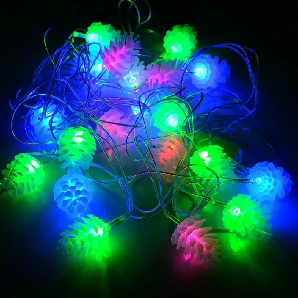 Pine Cone String Lights Christmas Decorative LED Light for Indoor Outdoor Garden Party Bar Hotel Room Window Wall Ceiling Floor