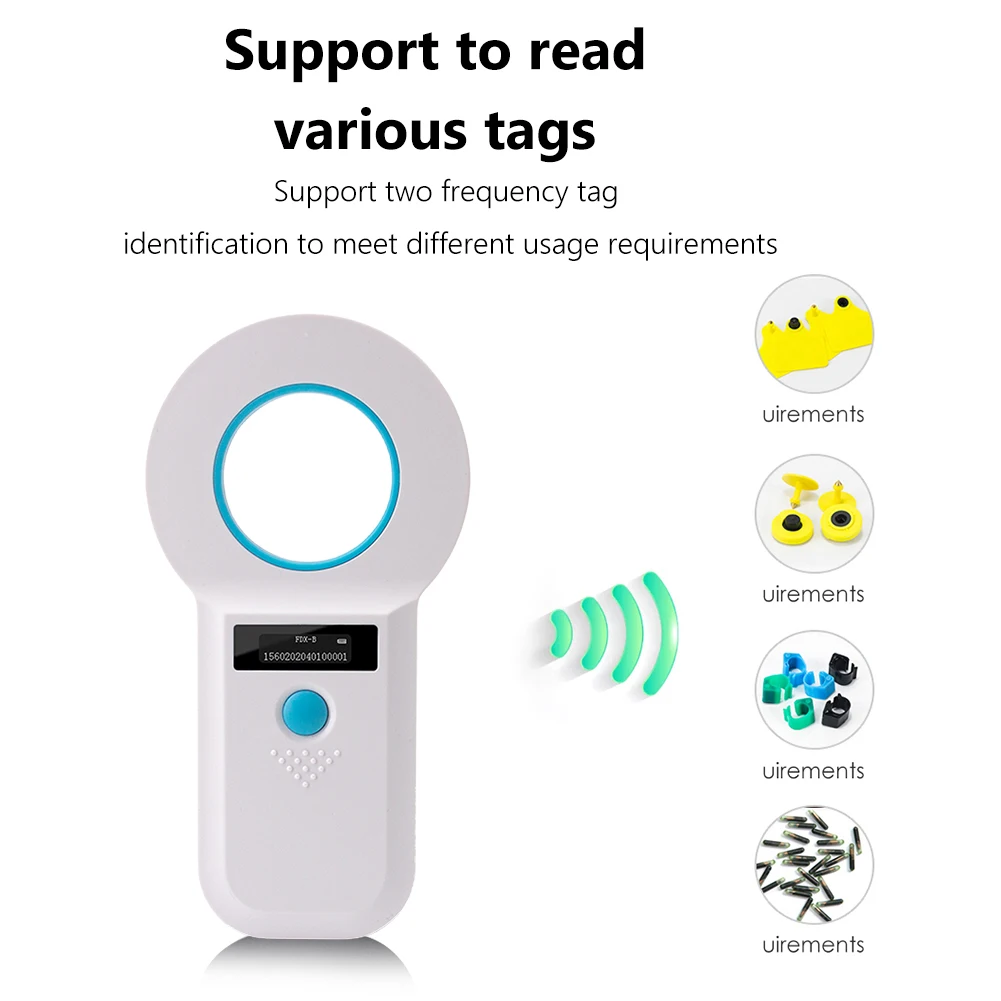 Handheld Animal RFID EMID Reader Rechargeable EMID FDX-B(ISO11784/85) Pet Chip ID Scanner Pet Tag Scanner for Cat Dog Pet Animal