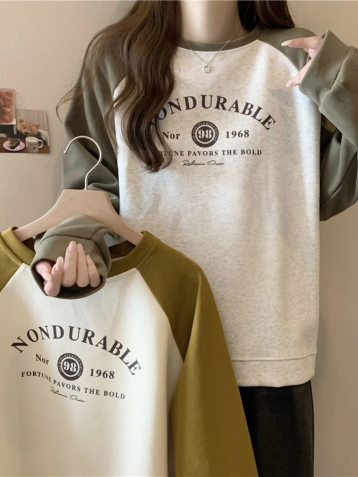 

Loose Fit Long Sleeve Sweatshirt Women's Spring Autumn Thin Style Korean Version Trendy Brand Student Top Ultra Popular Color...