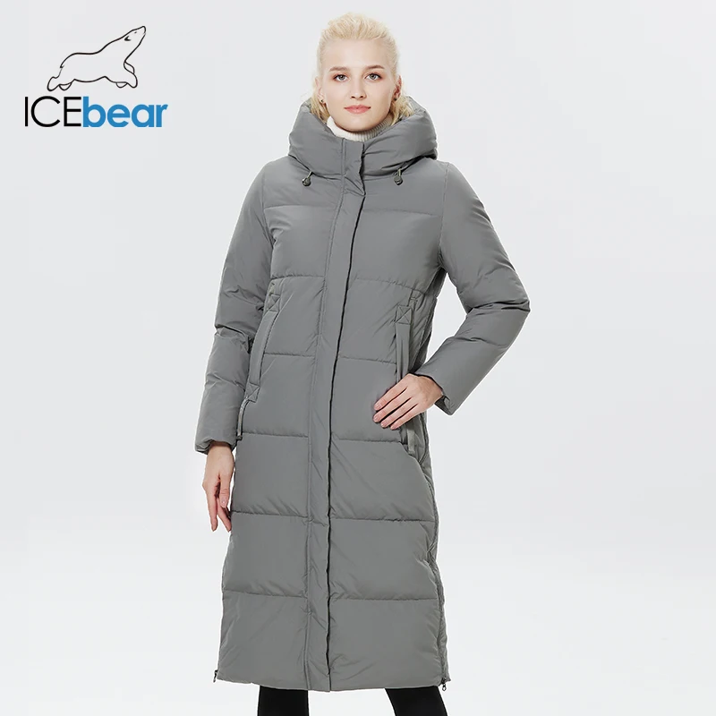 ICEbear-Chaqueta larga con capucha para mujer, ropa de moda, abrigo de invierno, GWD22580D, 2023 nuevo