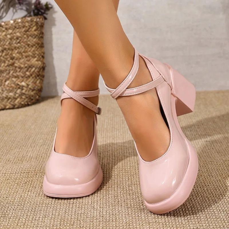 

Женские туфли Мэри Джейн на французском блочном каблуке, новинка 2025, летние сандалии Baotou