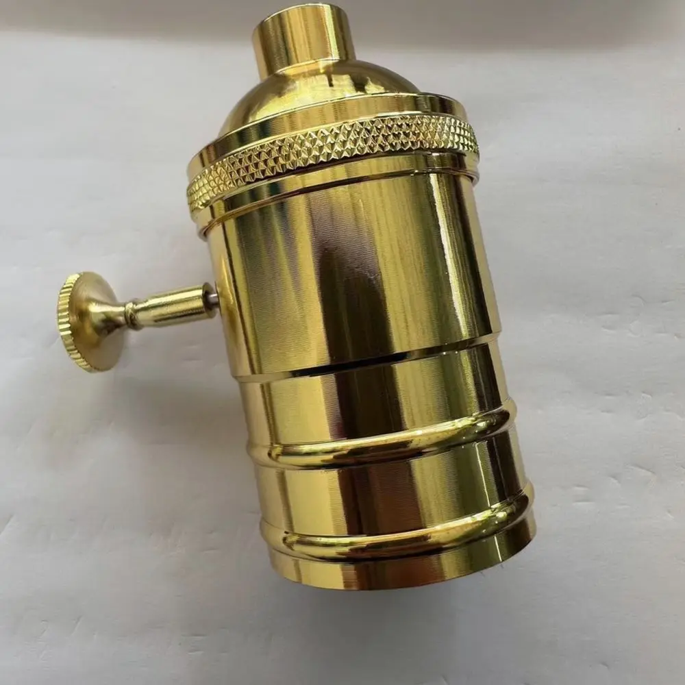 Retro Aluminum E26 E27 Light Socket With Knob Switch Industrial Style Lamp Base Holder For Home Lighting Replacement