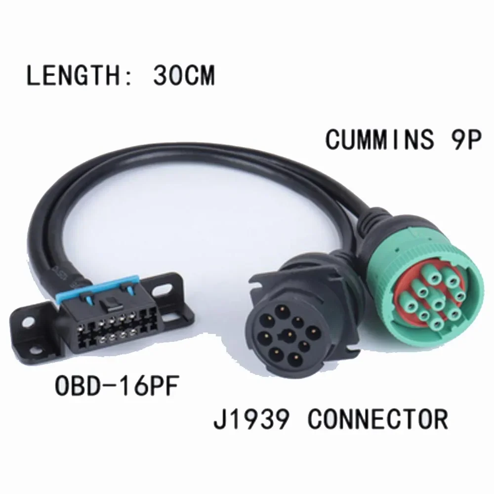 New OBD2 Truck Diagnostic Scanner Cable Adapter J1939 OBD 9 Pin 9Pin to OBD 16Pin Female Diagnostic Tool for Cummins truck cable