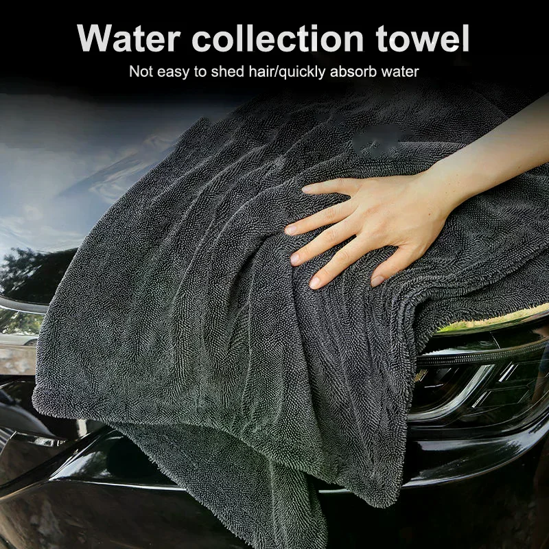 Microfiber Drying Towel Twisted Pile 2 Sides 1200 GSM Thick Microfiber Cloth Super Absorbent Car Motorcycle Drying Cloth