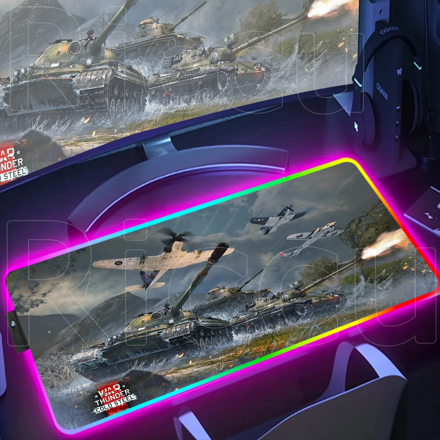 New Arrival Gaming War Thunder Large RGB Mouse Pad Gaming Mousepad PC Gamer Computer Office Mouse Mat Rubber Keyboard Pad Laptop