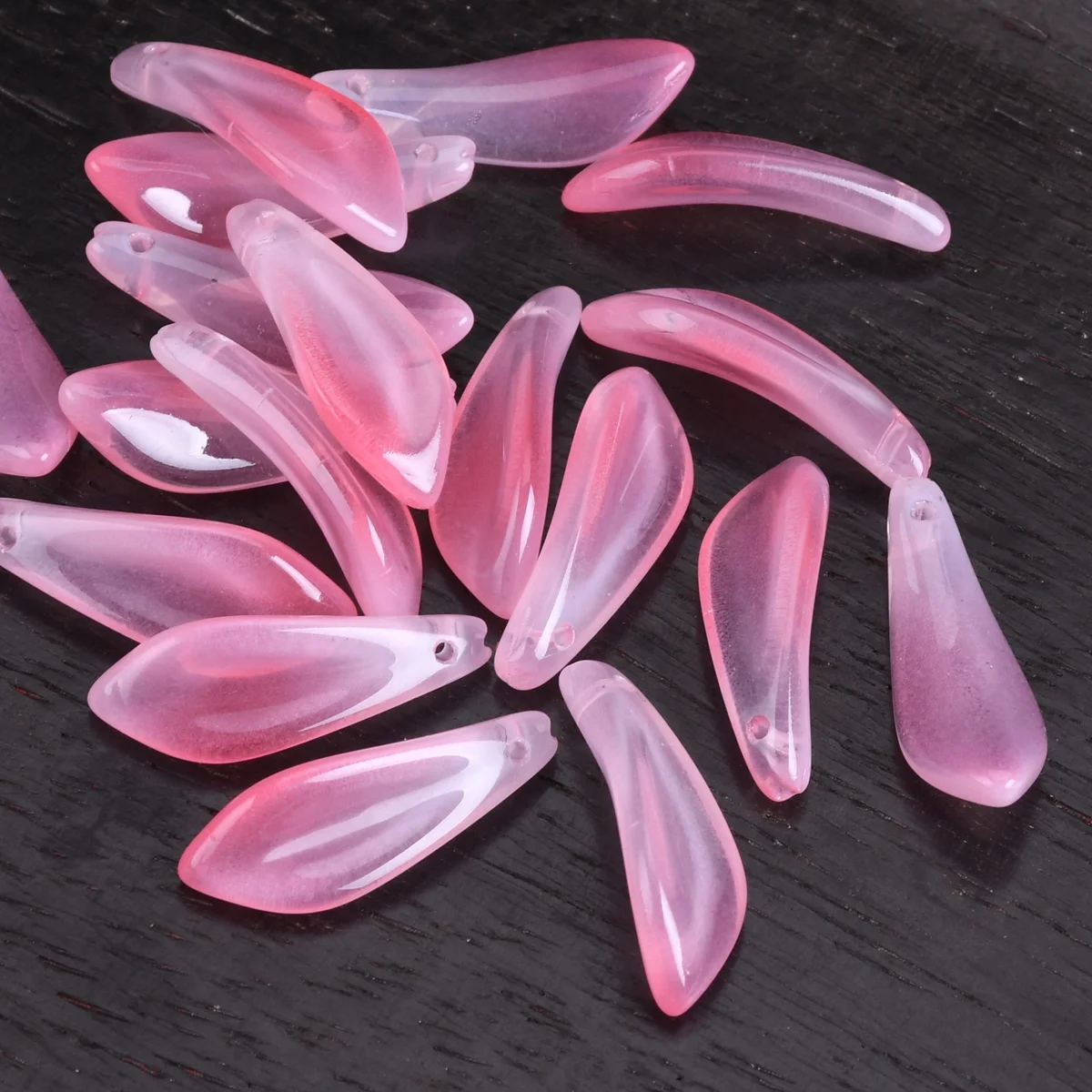 10pcs 9x25mm Leaf Petal Shape Handmade Lampwork Glass Loose Pendants Beads For Jewelry Making DIY Crafts Findings