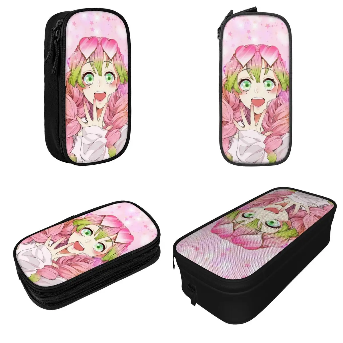 Demon Slayers Mitsuri Kanroji Pencil Case Anime giapponesi Comic Pen Holder Bag Girl Boy Big Capacity Office Gift Pencil Box