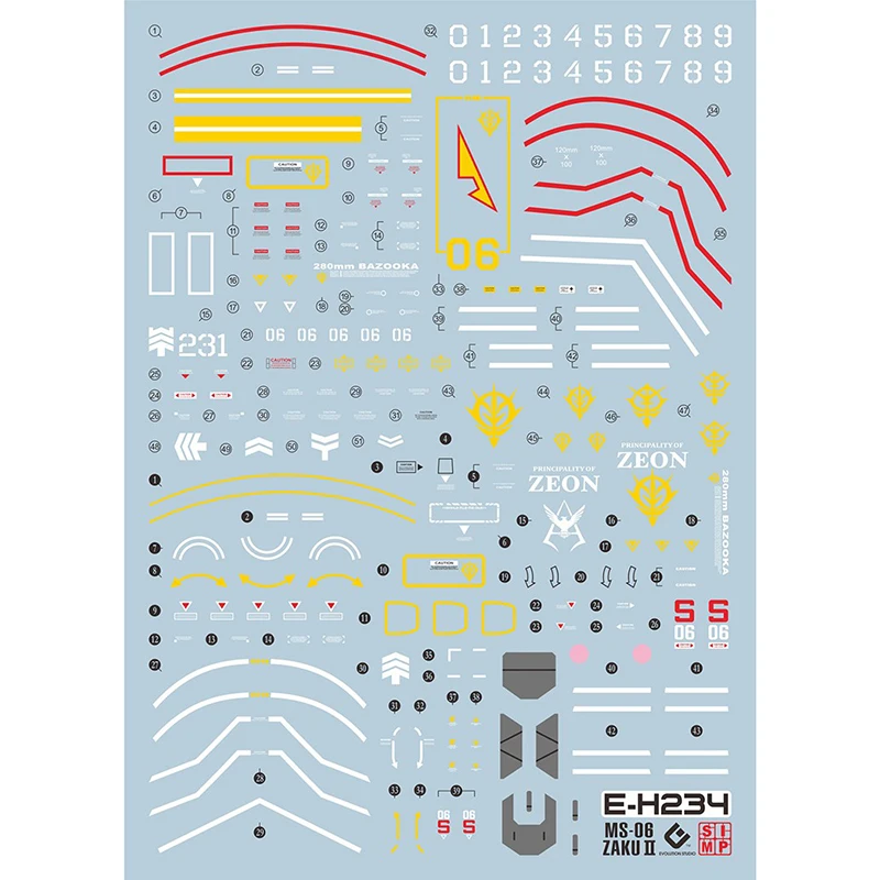 EVO Water Decals Model Slide Decals For 1/144 HG Zaku II Red+Green Fluorescent Sticker Collection Models Toys Accessories