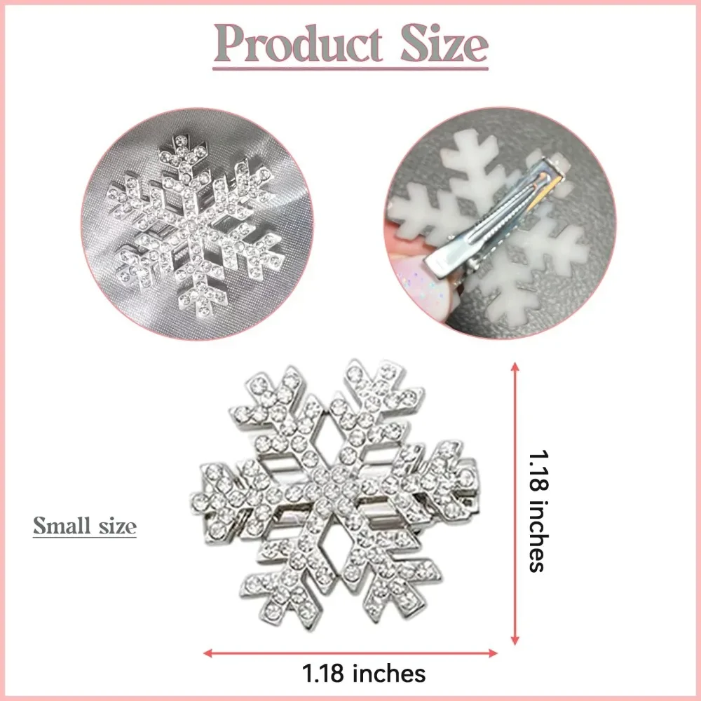 6 قطعة مشبك شعر ندفة الثلج سباركلي حجر الراين مشابك الشعر للنساء الفضة ندفة الثلج دبابيس الشعر عيد الميلاد إكسسوارات الشعر الطرف #5