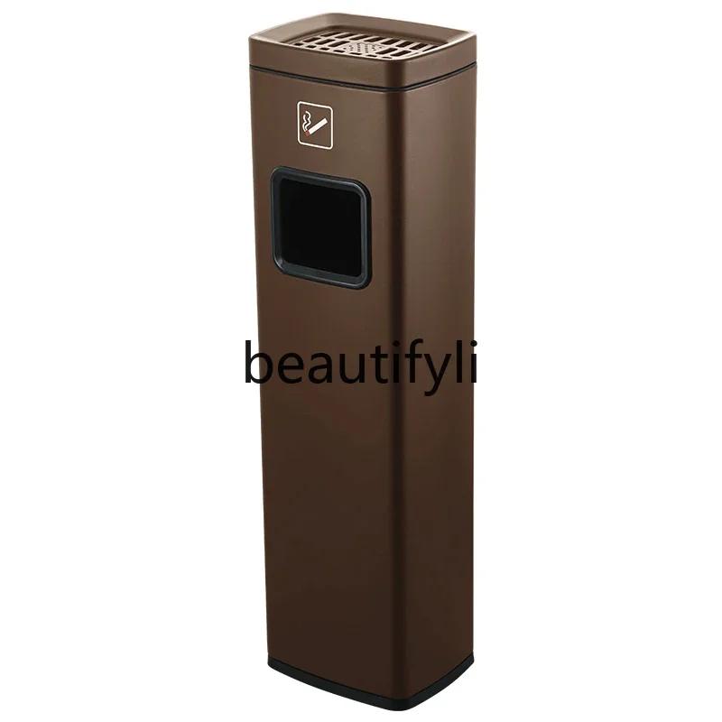 

Hotel lobby stainless steel vertical elevator entrance trash can with ashtray aisle smoking column