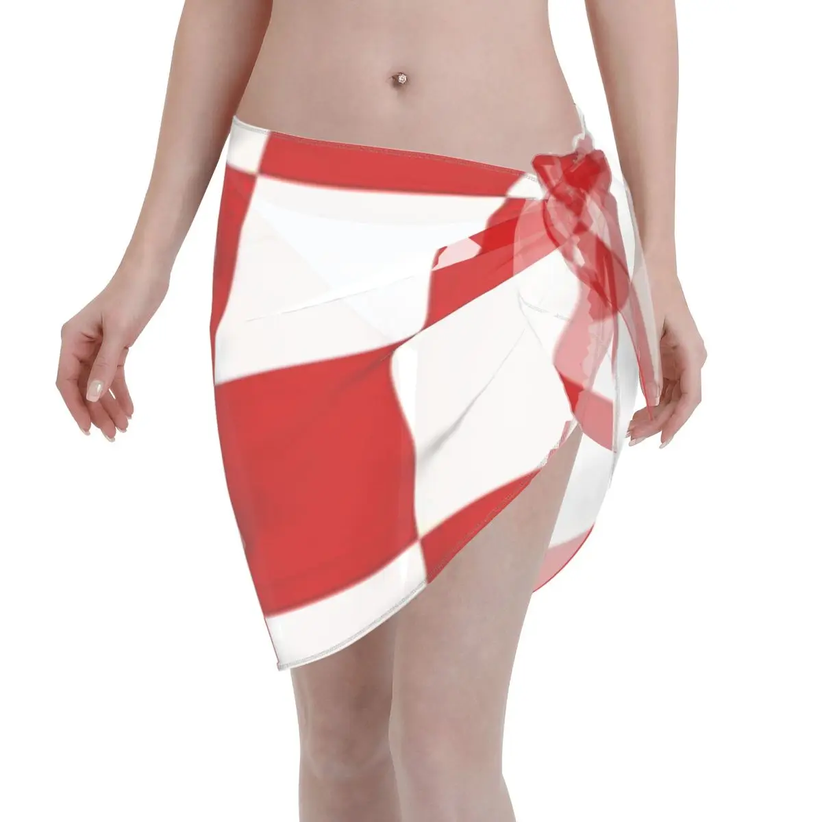 Promotion RED CHEQUERED Women's Beach Wrap SkirtCoastal Sightseeing Wrap Skirt