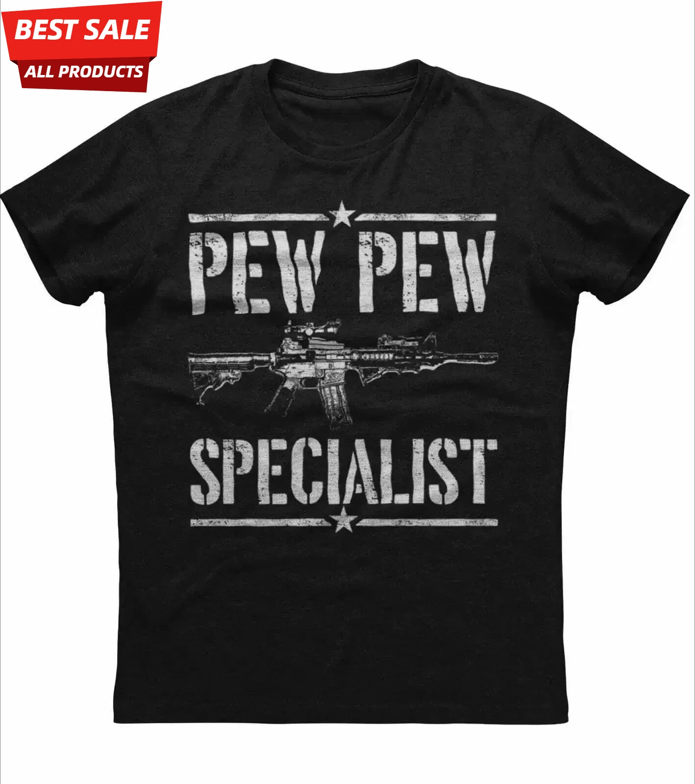 Pew Pew Specialist, Funny Second Amendment Gun Rights T-Shirt. Summer Cotton O-Neck Short Sleeve Mens T Shirt New S-3XL