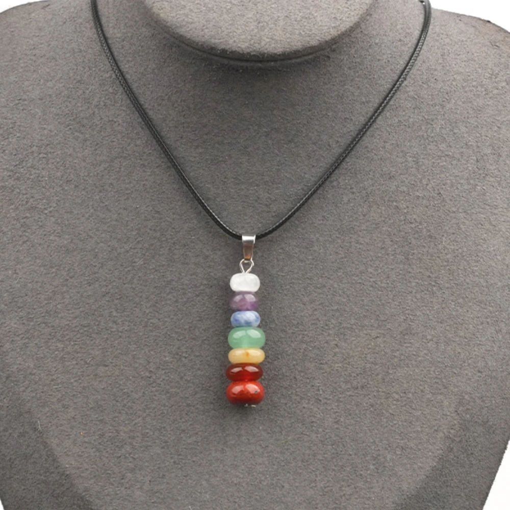 حار الوافدين الجدد 40X8mm الريكي 7 شقرا كريستال قلادة غير النظامية الحجر الطبيعي قلادة حبل سلسلة القلائد للنساء مجوهرات