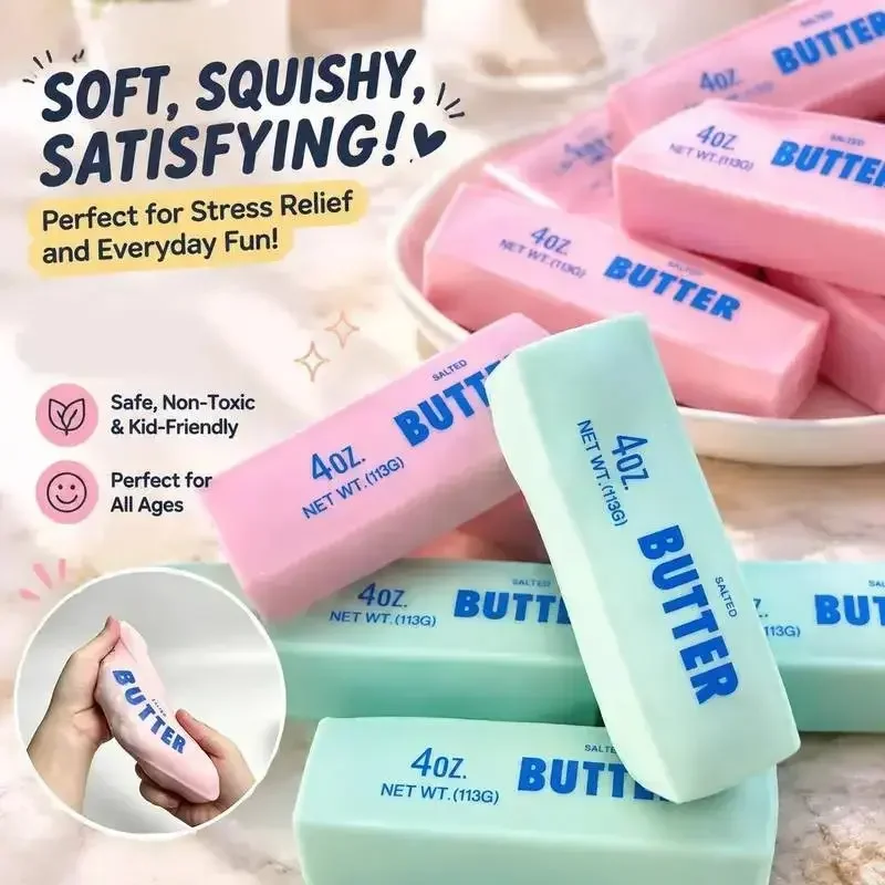 Crunchy Butter Stick Squishy Stress Ball Fidget Toy Squeeze Toy Round Blocks ASMR Anti Stress Release Hand Relax Gift Toy