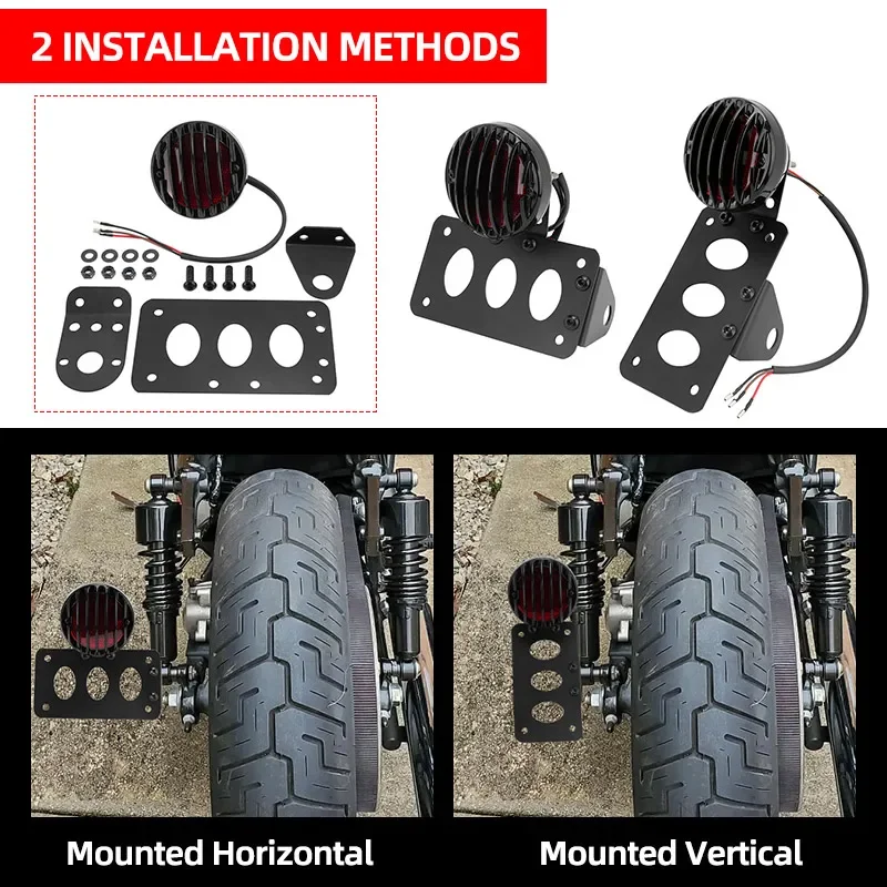 Fanale posteriore a LED universale per montaggio laterale moto 12V con staffa targa in ferro per Harley Bobber Yamaha Honda Suzuki
