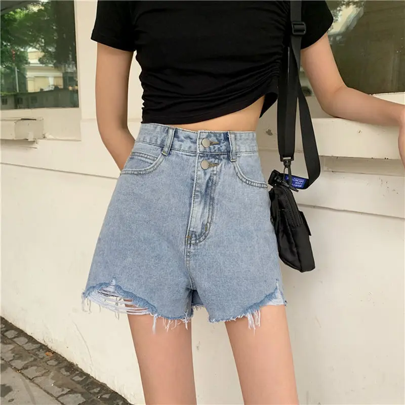 

Women's summer denim shorts2021New model of the year: loose-fitting, slimming, fashionable wide-leg pants with holesaTrendy Hot