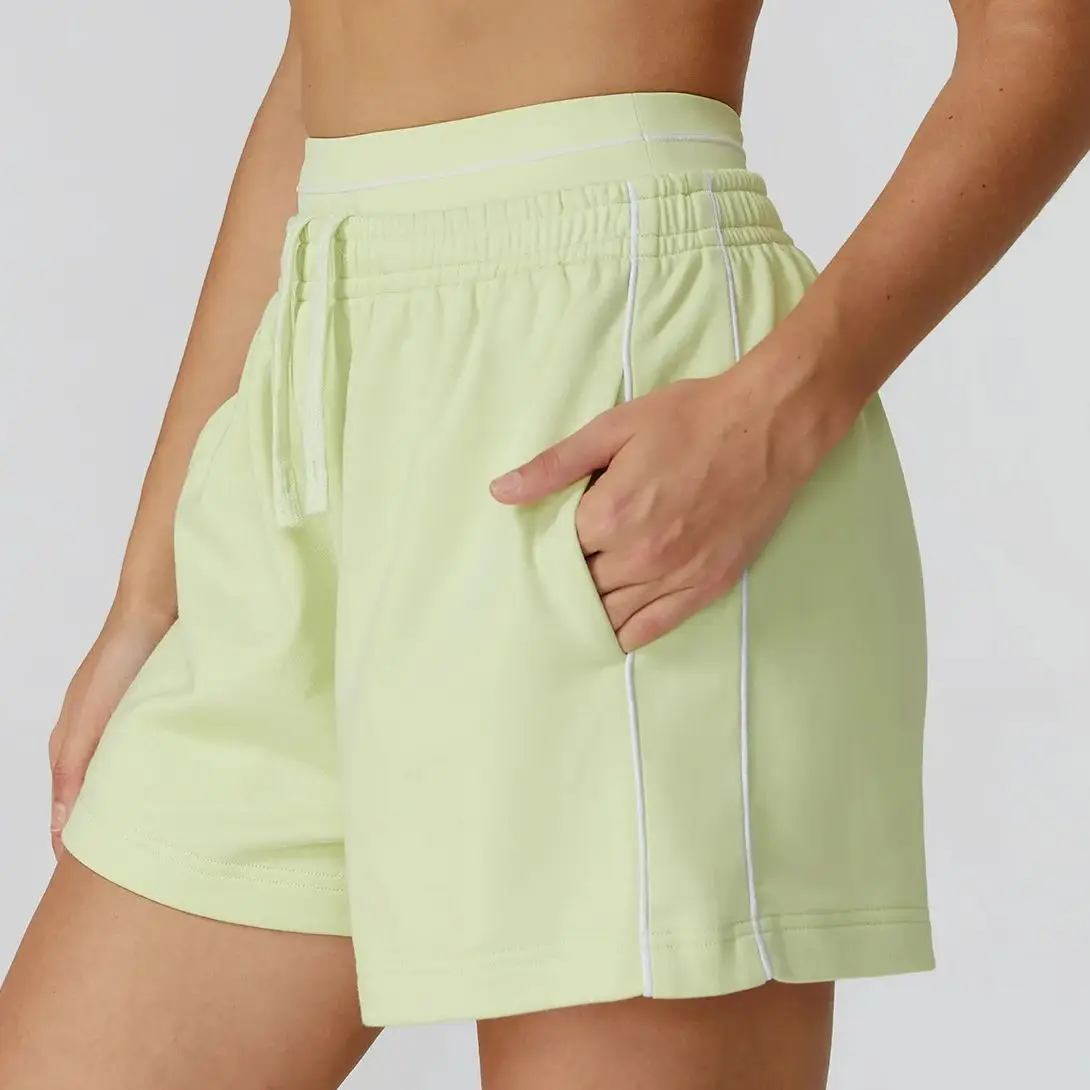 Color Blocking Sports Shorts Women High Waisted Loose Straight Pocket Sweatpant Women Outdoor Casual Comfortable Versatile Short