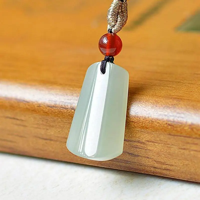 16*26mm Genuine China Nephrite Stone Certified Jade Blank Pendant Necklace Women Chinese Natural Hetian Jade Lucky Charm Amulet