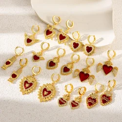 1 pair of creative vintage copper set zirconium irregular love earrings for women jewelry gifts suitable for party wear