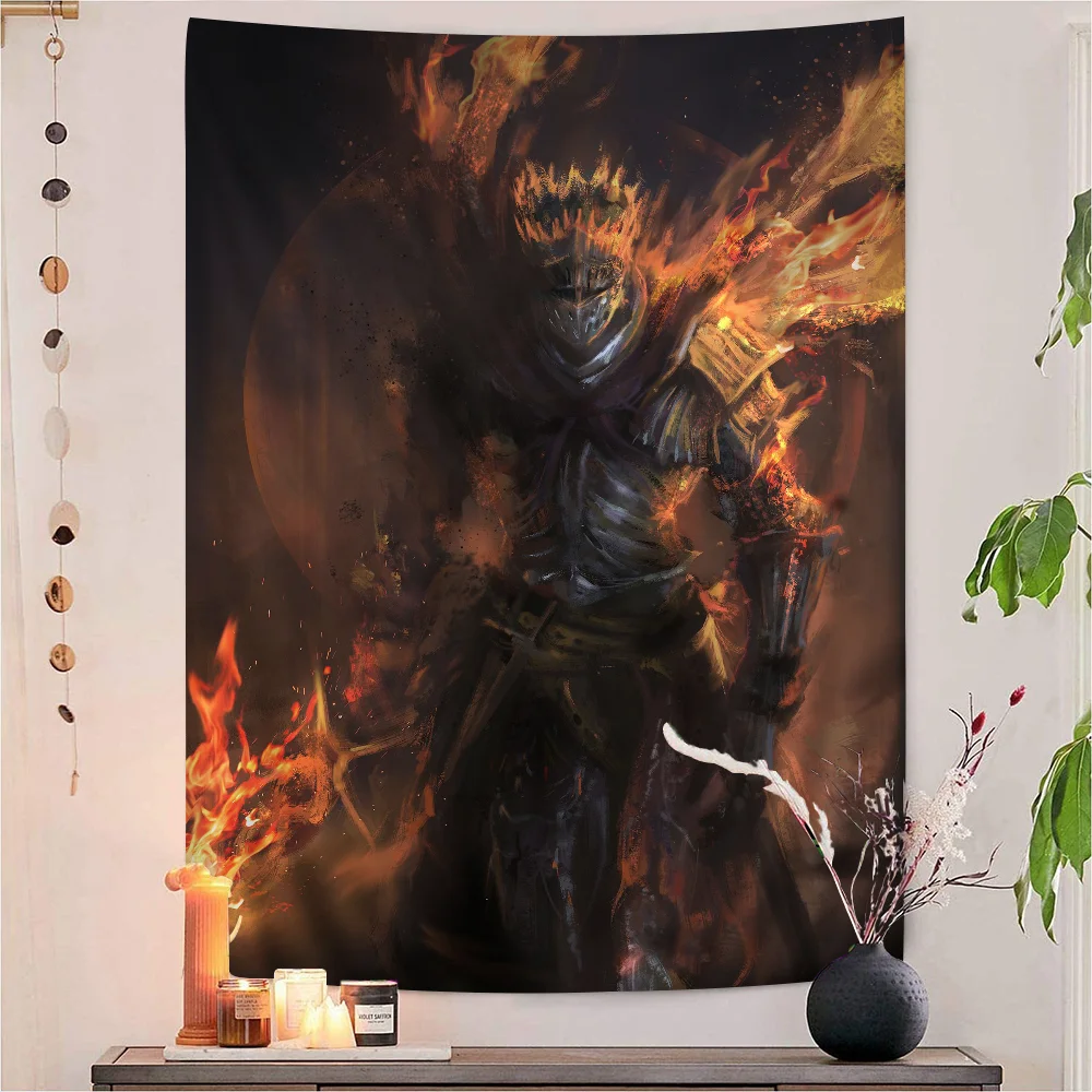 Cartoon Dark Anime Soul Gedrukt Groot Wandtapijt Indiase Boeddha Wanddecoratie Hekserij Boheemse Hippie Wall Art Decor