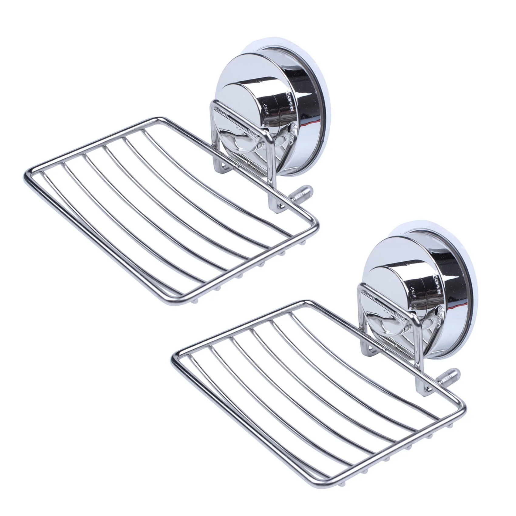 BHBD-2X Super Powerful Vacuum Suction Stainless Steel Soap Dish Sponge Holder With Locking Suction (Soap Dish)