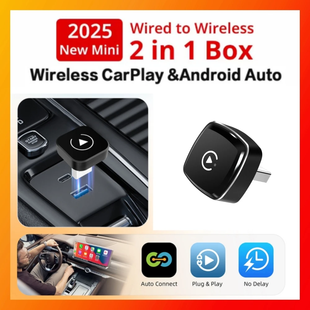 New Wireless CarPlay Android Auto Adapter USB Dongle Smart Mini Box Plug And Play Universal For VW Toyota Nissan Honda Ford Benz