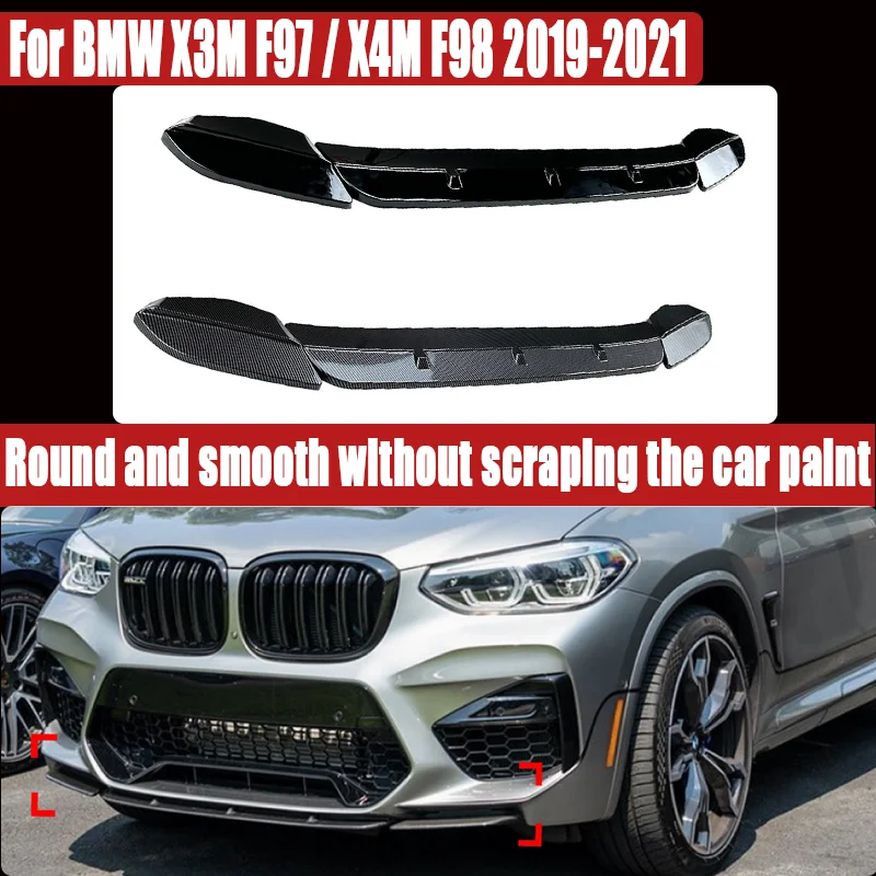 For BMW X3M F97 / X4M F98 2019-2021, Front Lip & Corner Spoiler Front Bumper Splitter, Sporty Upgrade, Direct Fit.