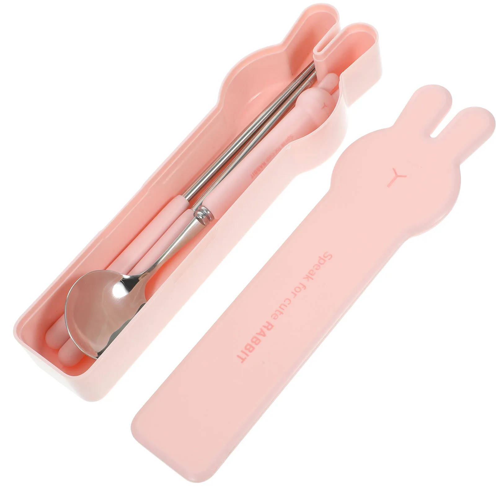 

Cutlery Portable Set Tableware Silverware Chopsticks Utensils Lunch Spoon Pink Student