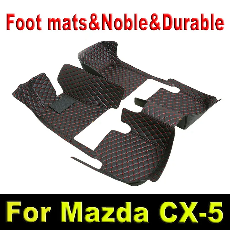 Car Floor Mats For Mazda CX-5 CX5 KF 2017~2023 Leather Luxury Mat Rugs Carpet Full Set Auto Interior Parts Car Accessories 2018