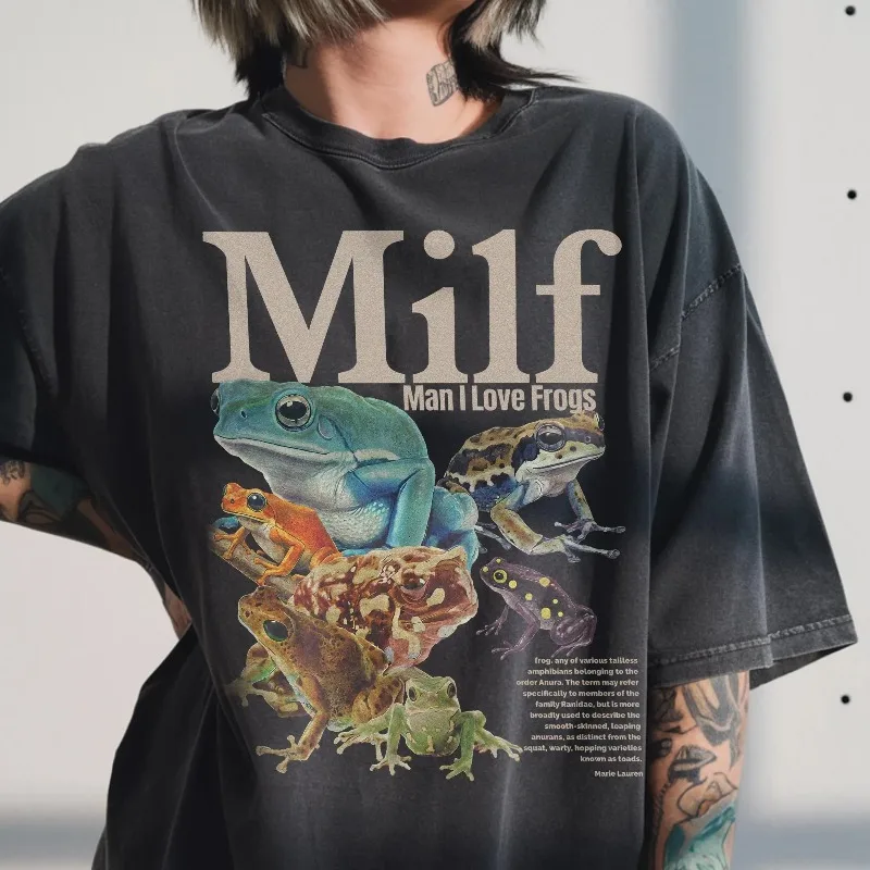 I Love Frogs, Retro and Funny Amphibian Emoticons for All Four Seasons, Suitable for Both Men and Women, High Street T-shirt