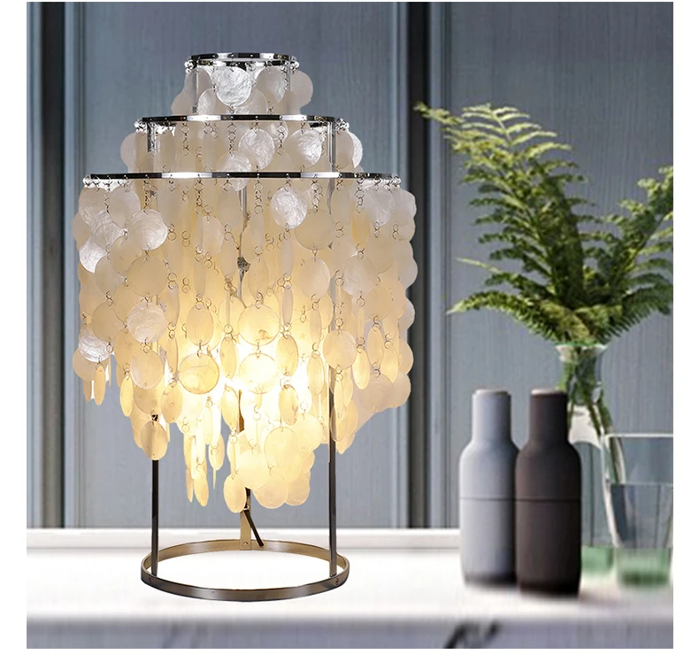 Nordic Postmodern Marble Table Lamp Modern Design Handmade Art Lamp with Warm Pearl Shell AC Power
