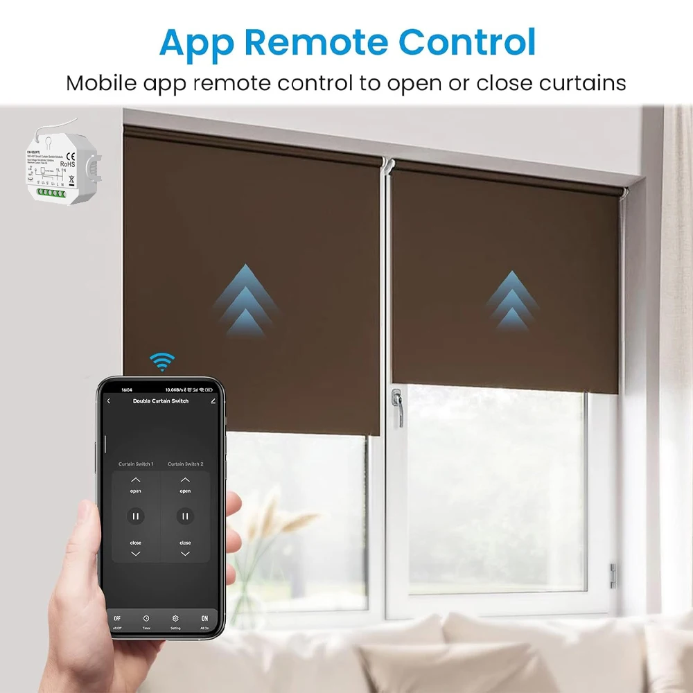 Interrupteur de rideau intelligent pour volet roulant, moteur électrique, application Tuya Smart Life, commande vocale avec commande vocale Alexa Google Home