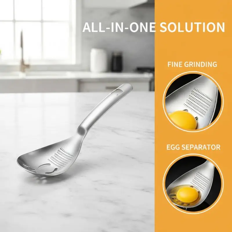 Multifunctional Stainless Steel Grater Spoon Manual Garlic Ginger Vegetable Grinding Tool Kitchen Cooking Utensil Gadget ForHome
