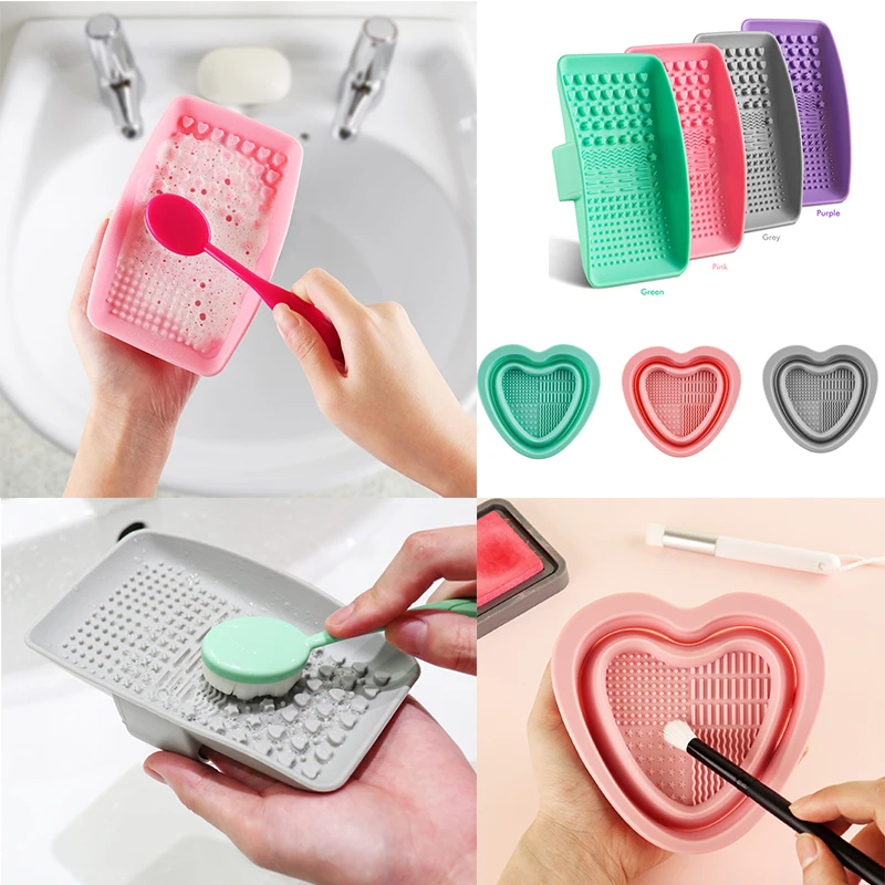 Silicone Brush Cleaner Make Up Painting Washing Brush Gel Cleaning Mat Brushes Cleaner Pad Scrubber Board Cleaning Palette