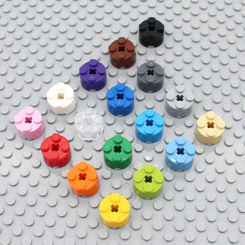 100pcs Moc Compatible 3941 Brick Round 2x2 with Axle Hole Creation Building Block Educational Assembles Particles