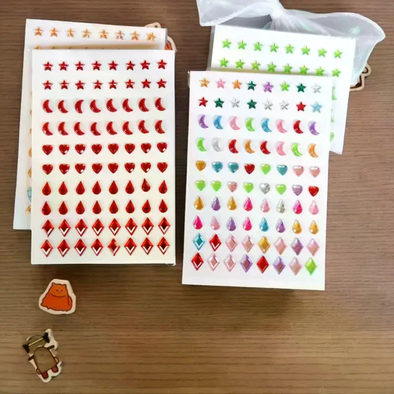 80PCS Special-shaped Face Stickers Colorful Temporary Tattoo Party DIY Face Eye Stickers Lasting Rhinestones Makeup Tools