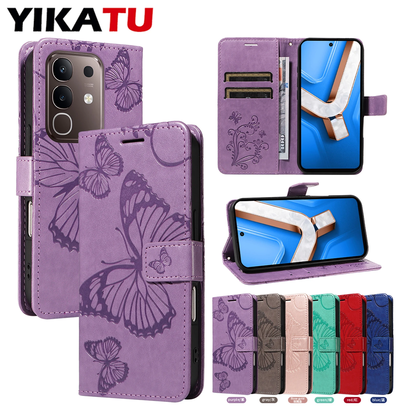 

Magnetic Wallet Leather Case For VIVO T4X T3X V50 V60 Lite 5G V40 SE V30E V30 Pro V29E V29 V27 X300 X200 FE X100 Phone Cover