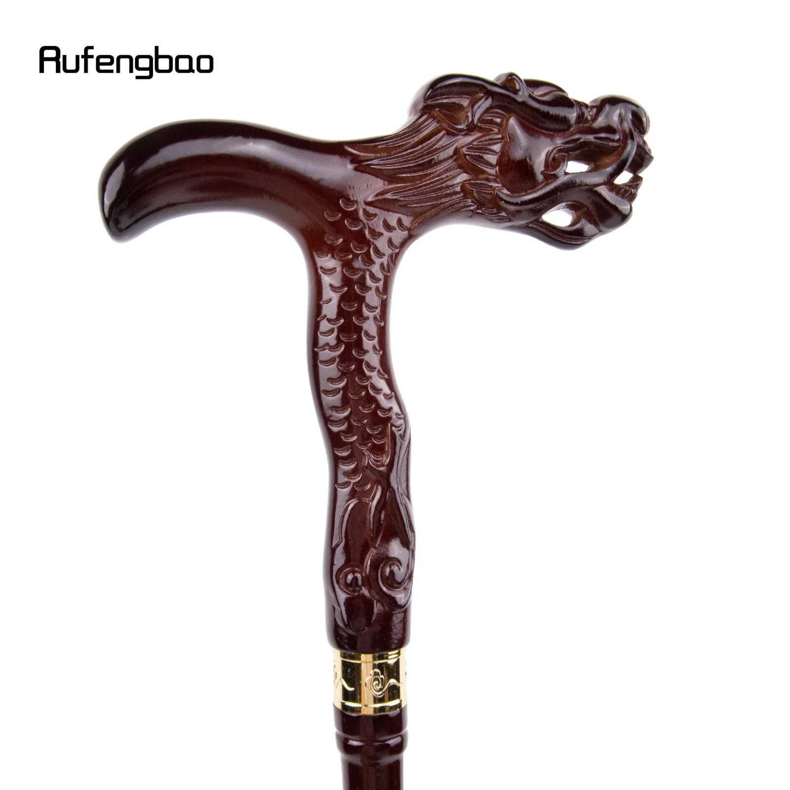 Roter Drache Holz Single Joint Mode Gehstock dekorative Cosplay Cane Halloween Mace Krücke Zauberstab Crosier 84cm