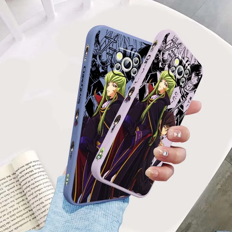 ファッショナブルなコードギアスアニメスマホケース Xiaomi Mi Poco X3 X4 X5 X6 M4 M5 M6 F4 F5 F3 GT Pro 5G対応 液体状左ロープカバー