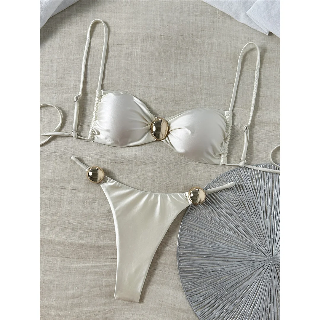 Sexy Bikini mit Metallringen, Damen-Badebekleidung, zweiteiliges Bikini-Set, hoch geschnittene Beine, gepolsterter Badeanzug, Badebekleidung, Modell V8311. – Detail 15