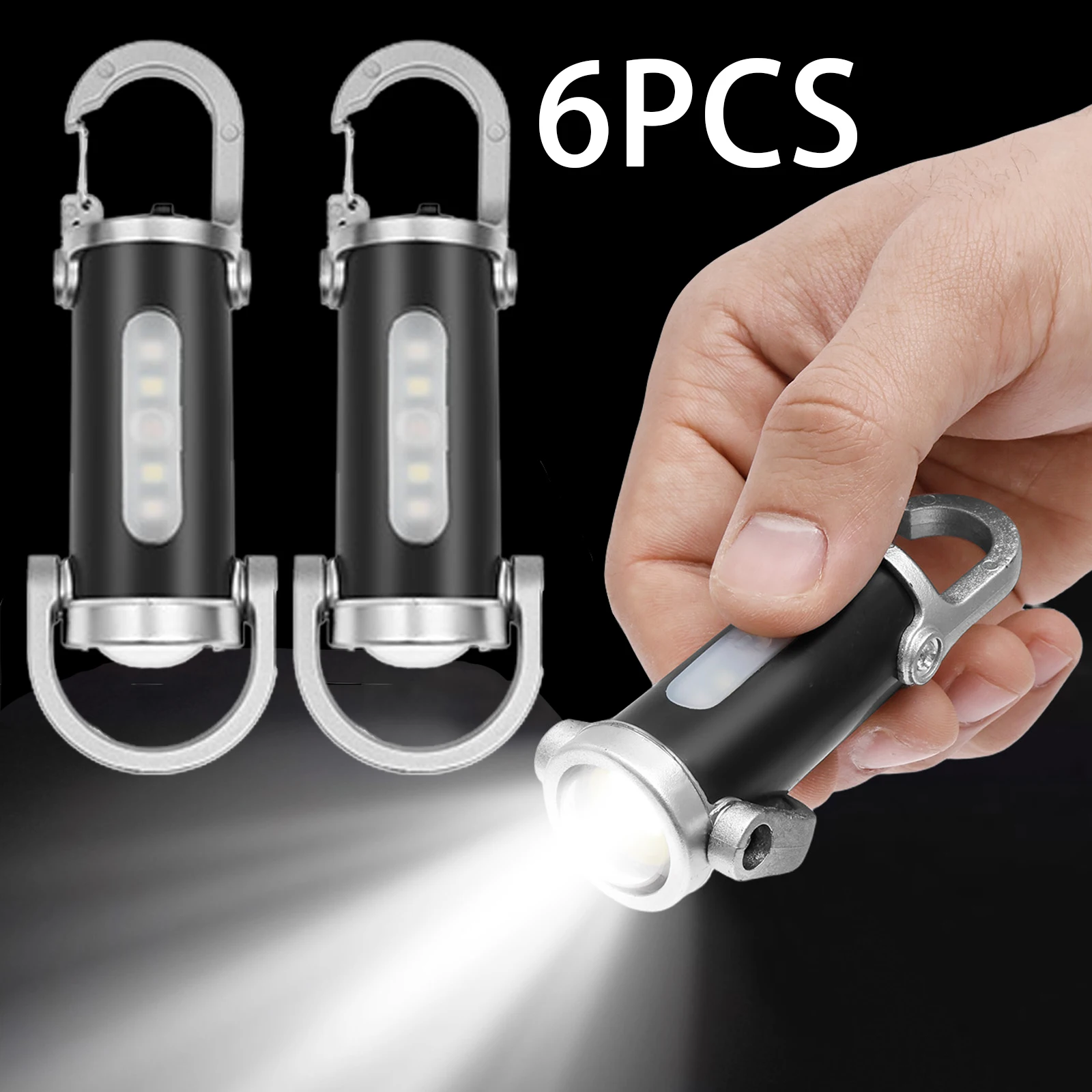 

6 шт. супер яркий мини-брелок для ключей перезаряжаемый светодиодный фонарик брелок водостойкий карманный светильник для кемпинга брелок для ключей подвесной светильник