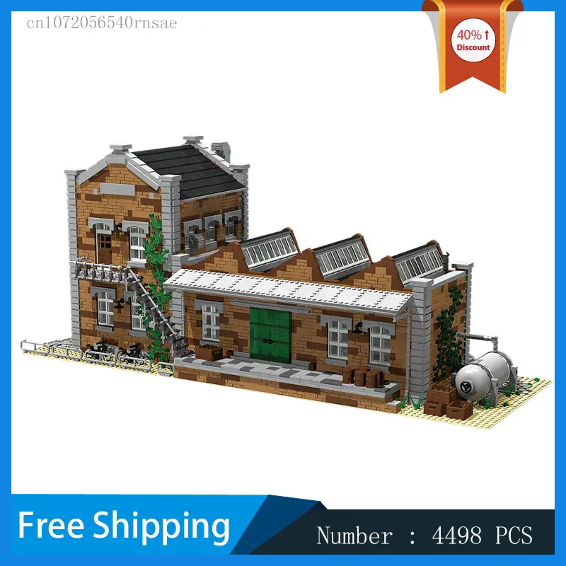 

MOC Building Blocks Railway Train Warehouse Modular Model DIY Bricks Modern Architecture Assemble Toys Christmas Gift Children