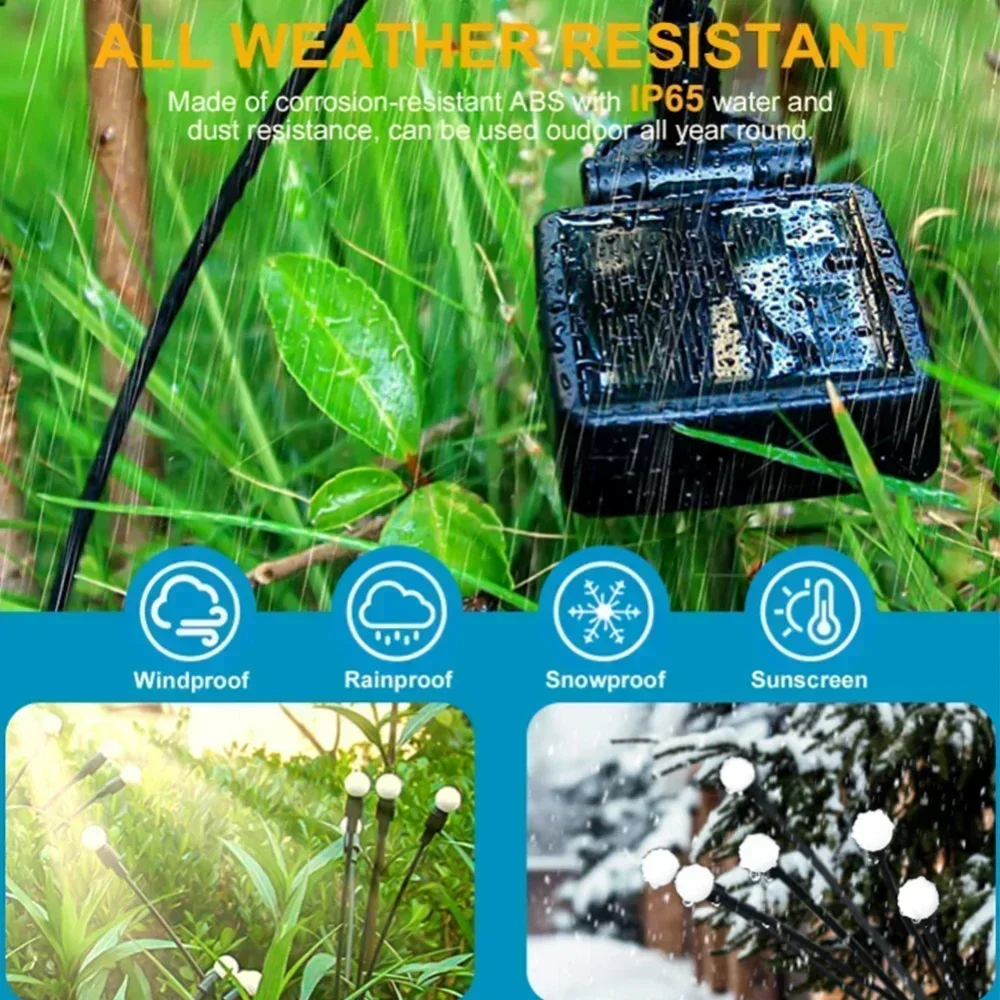 Décor de pelouse de noël à énergie solaire avec 6/8 lumières de luciole LED, lampe de jardin Starburst étanche pour cour extérieure