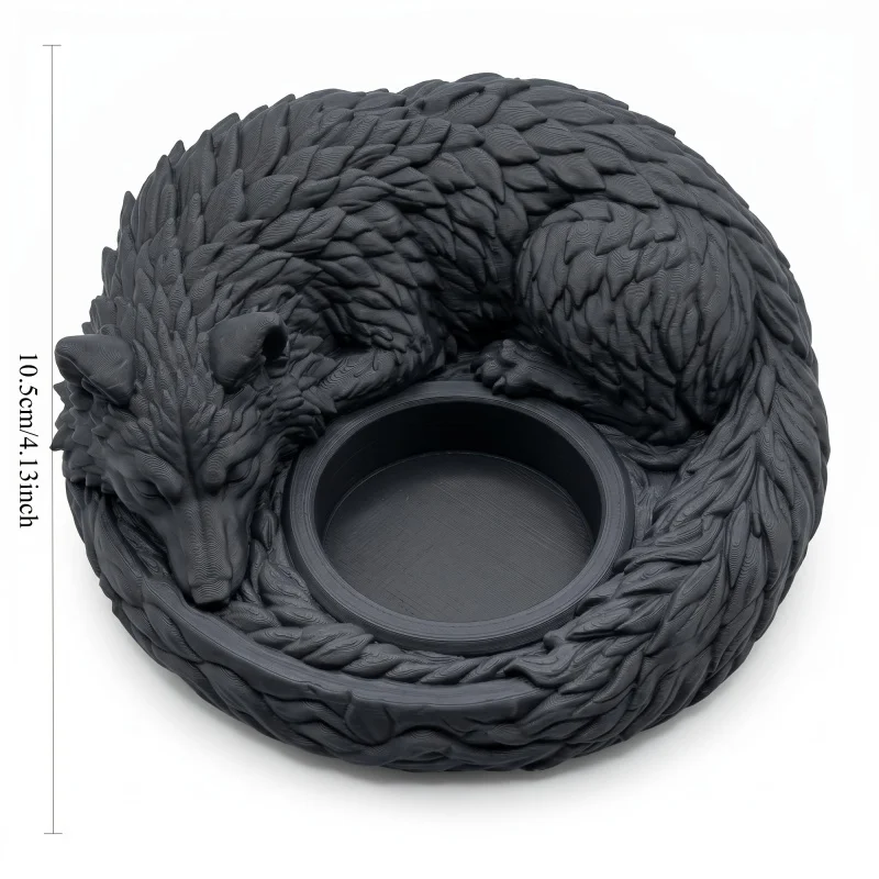 1Pc Closed-Eye Resting Lone Wolf-Style Candle Holder Ornament 3D Printed Animal Sculpture For Halloween Home Decor Accent