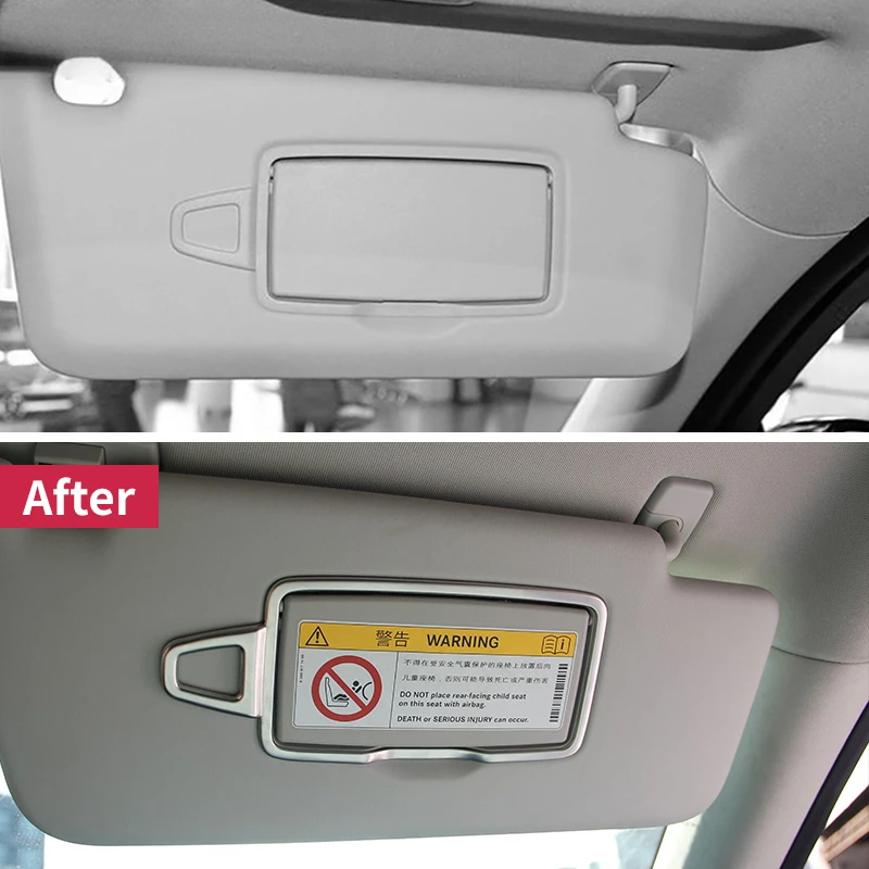 2pcs stainless steel Car Sunvisor Cosmetic Mirror Decoration Frame Sticker For  w 166 w167Mercedes Benz GLS GLE Gl ML class