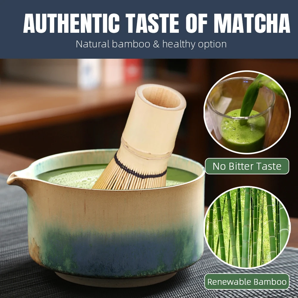 4PCS Japanese Matcha Set with Ceramic Bowl Bamboo Matcha Whisk Teaspoon Tea Sets Tea Lovers Gifts Tea-making Tools Accessories