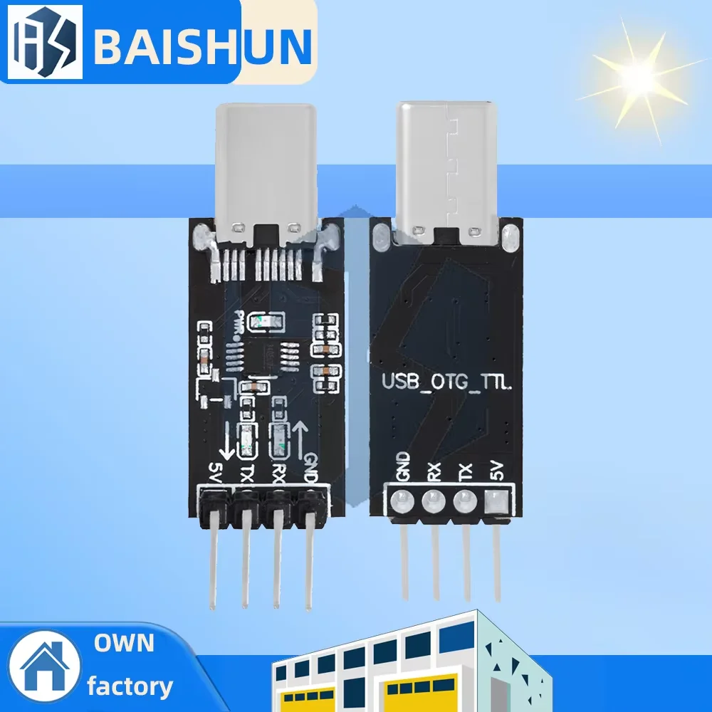 Модуль последовательного преобразователя USB Type-C в TTL UART — переключатель уровня 3,3 В/5 В с поддержкой OTG для Arduino