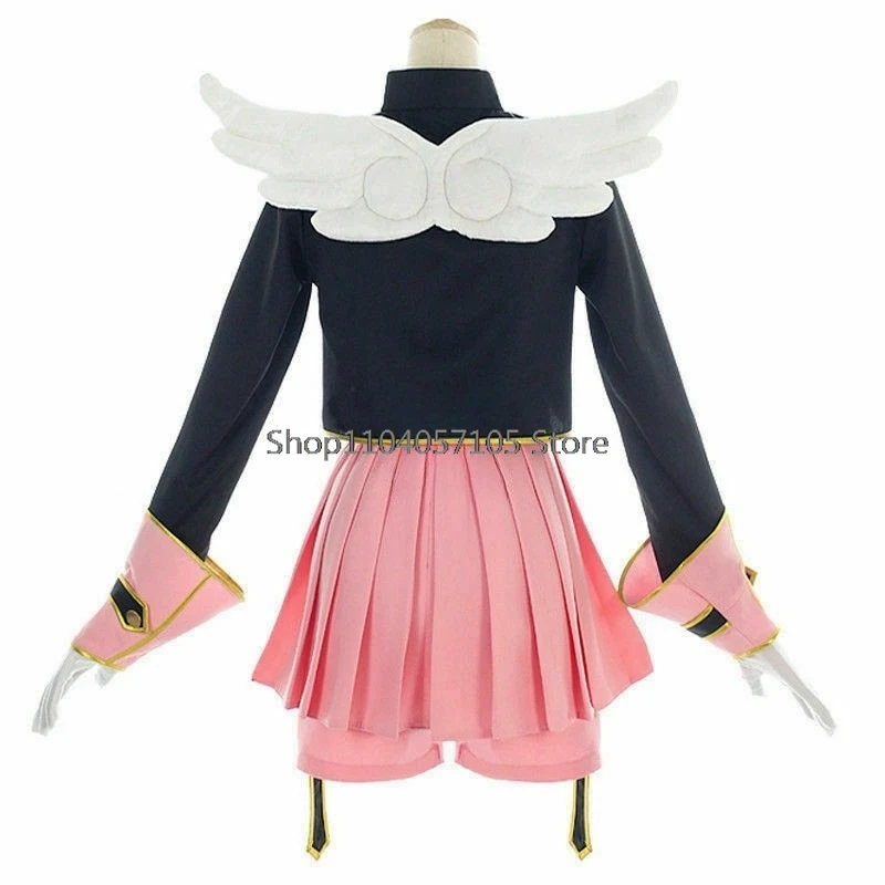 Anime Cardcaptor Sakura KinomPain Cosplay Costume, robe rose Sakura, uniforme d'invitation, tenue, accessoires de canne