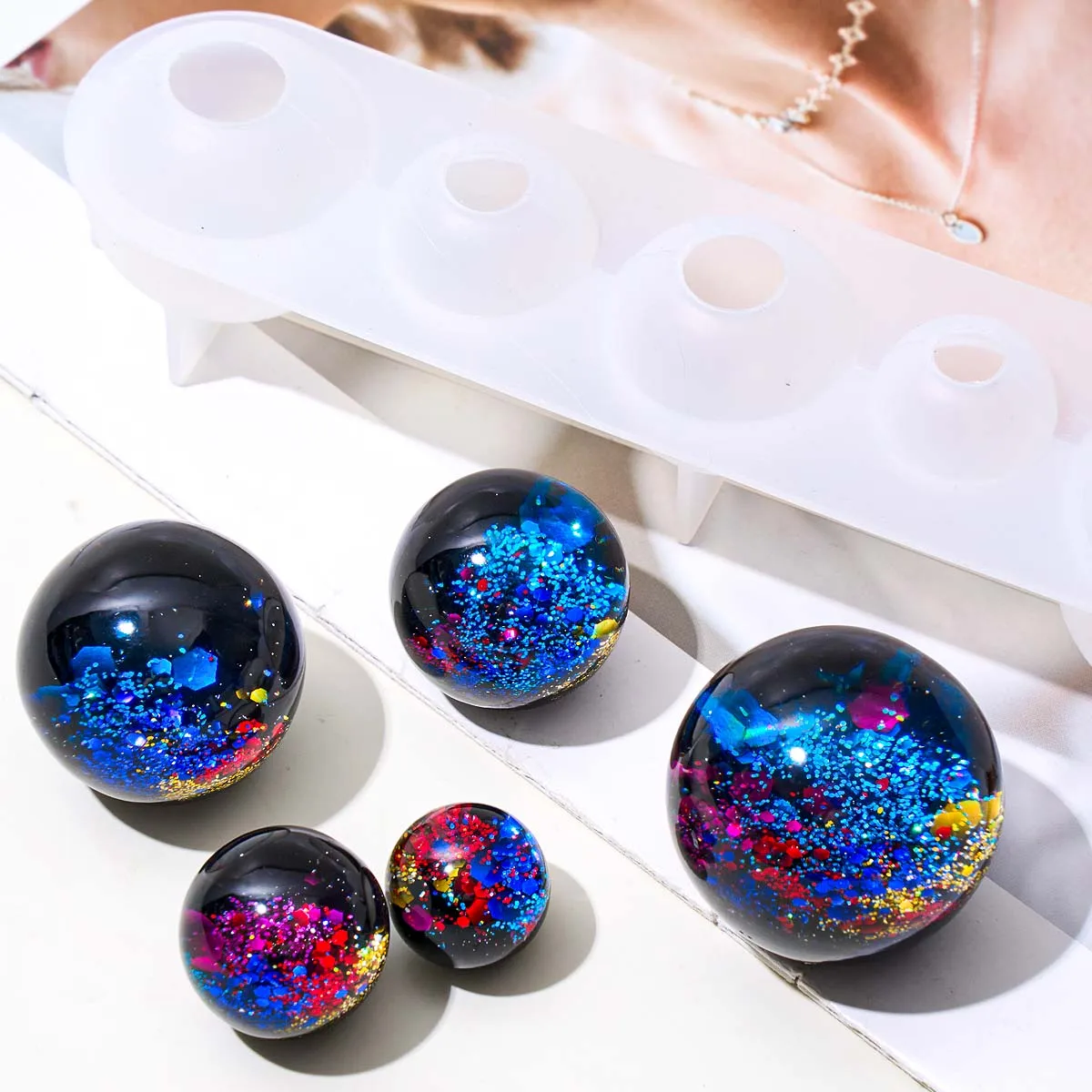 DIY Round Ball Silicone Mold DIY 5-Cavity Sphere Scented Candle Soap Crystal Epoxy Resin Jewelry Craft Molds Home Decor Supplies