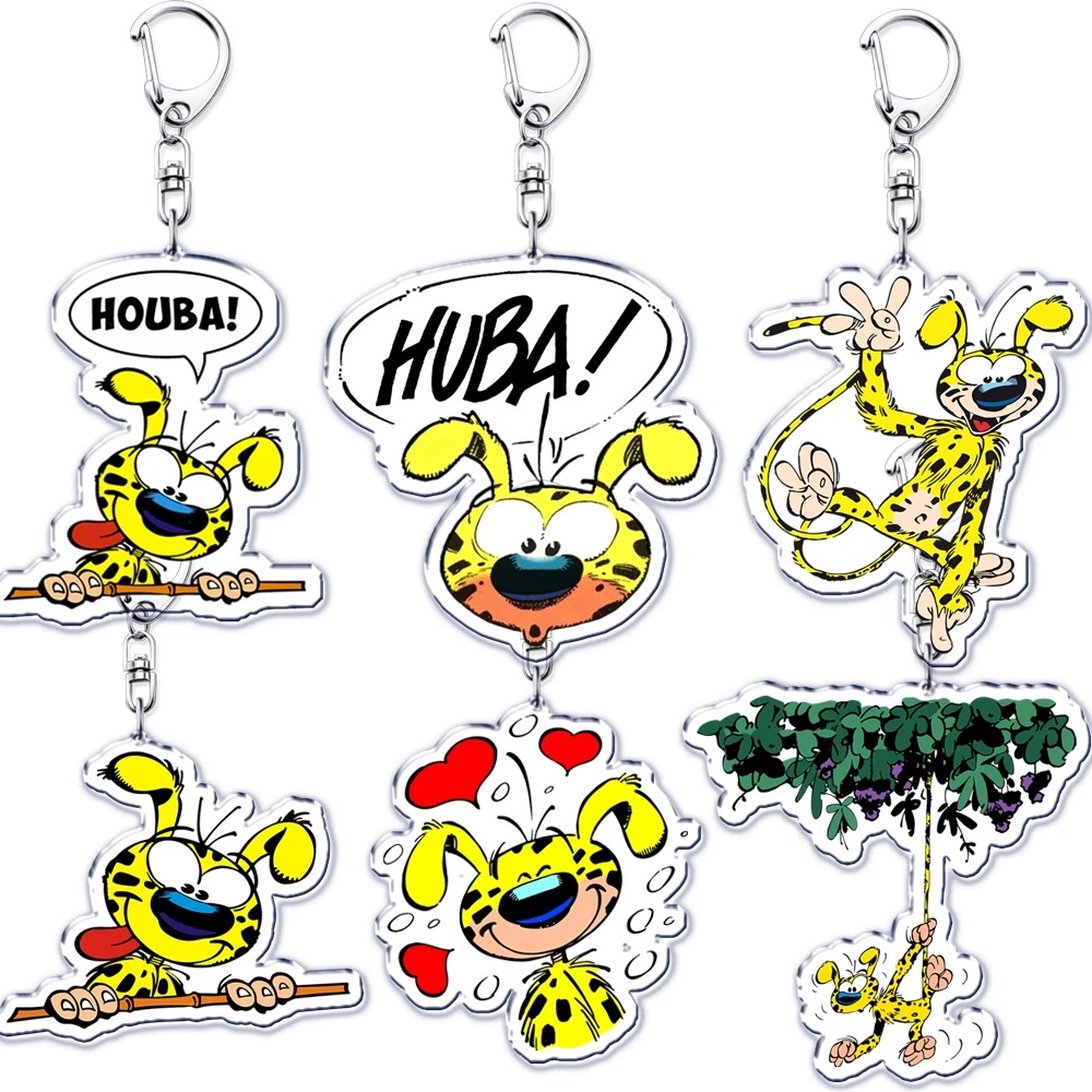 Classic France Comic Character Keychains for Women Accessories Bag Yellow Belgium Keyrings Jewelry Friends Fans Gifts
